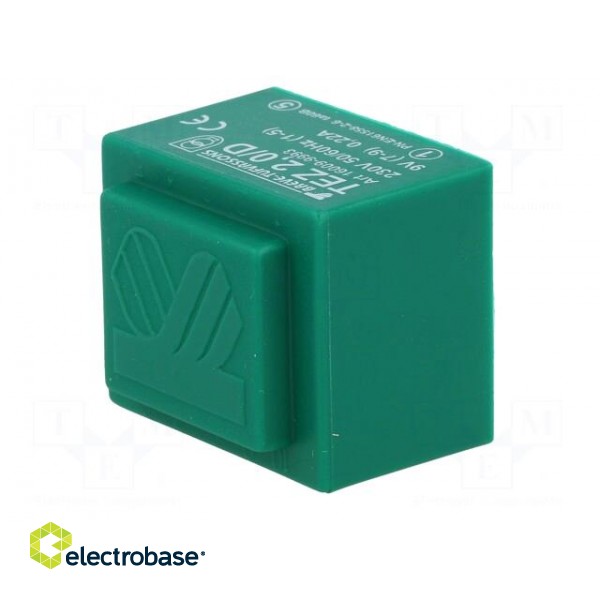 Transformer: encapsulated | 2VA | 230VAC | 9V | 222.2mA | PCB | IP00 | TEZ paveikslėlis 4