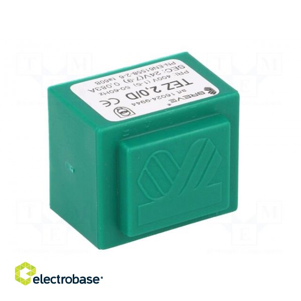 Transformer: encapsulated | 2VA | 400VAC | 24V | Mounting: PCB | IP00 image 2