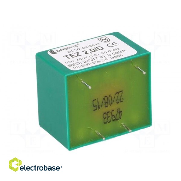 Transformer: encapsulated | 2VA | 400VAC | 24V | Mounting: PCB | IP00 image 6