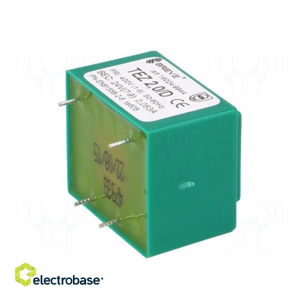 Transformer: encapsulated | 2VA | 400VAC | 24V | Mounting: PCB | IP00 image 8