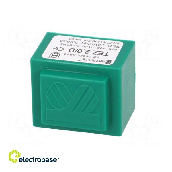 Transformer: encapsulated | 2VA | 400VAC | 24V | Mounting: PCB | IP00 image 3