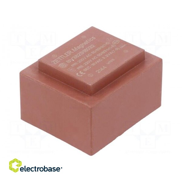 Transformer: encapsulated | 3.2VA | 230VAC | 18V | 178mA | PCB image 1