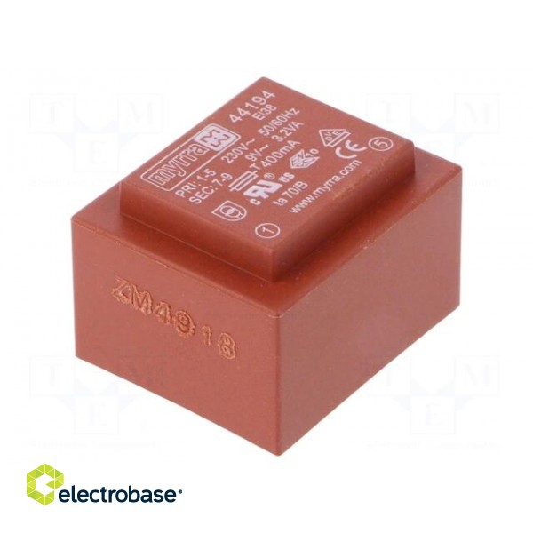 Transformer: encapsulated | 3.2VA | 230VAC | 9V | 356mA | PCB image 1