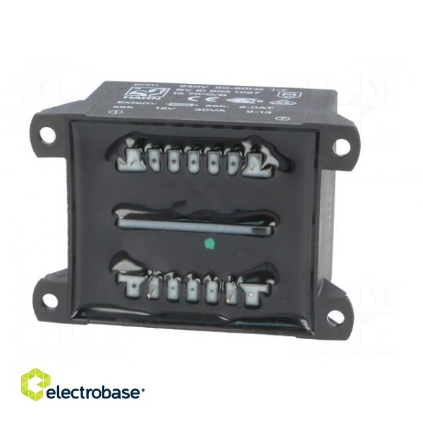 Transformer: encapsulated | 30VA | 230VAC | 15V | 2000mA | Mounting: PCB image 7