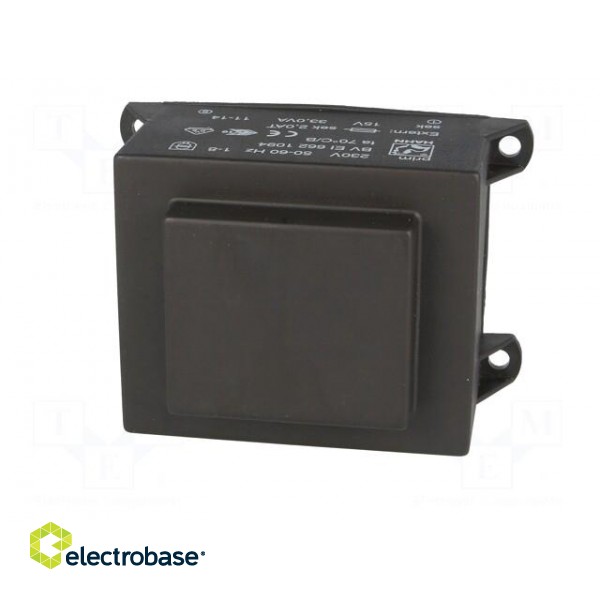 Transformer: encapsulated | 33VA | 230VAC | 15V | 2200mA | Mounting: PCB paveikslėlis 3