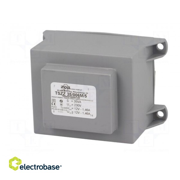 Transformer: encapsulated | 35VA | 230VAC | 12V | 12V | 1.45A | 1.45A image 3