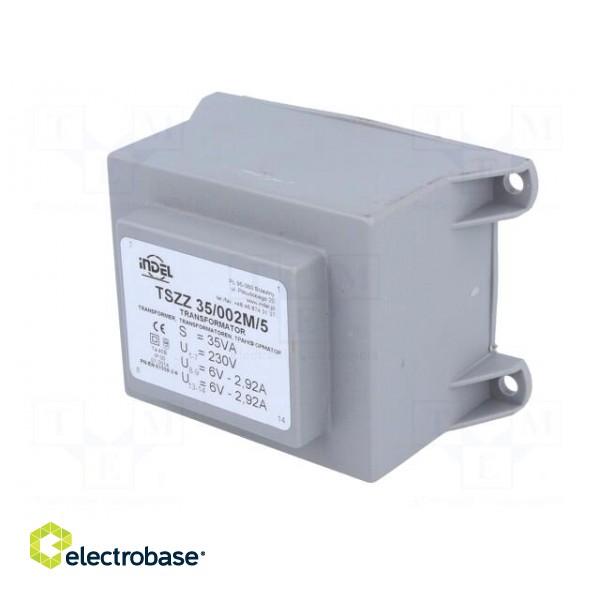 Transformer: encapsulated | 35VA | 230VAC | 6V | 6V | 2.91A | 2.91A | IP00 image 2