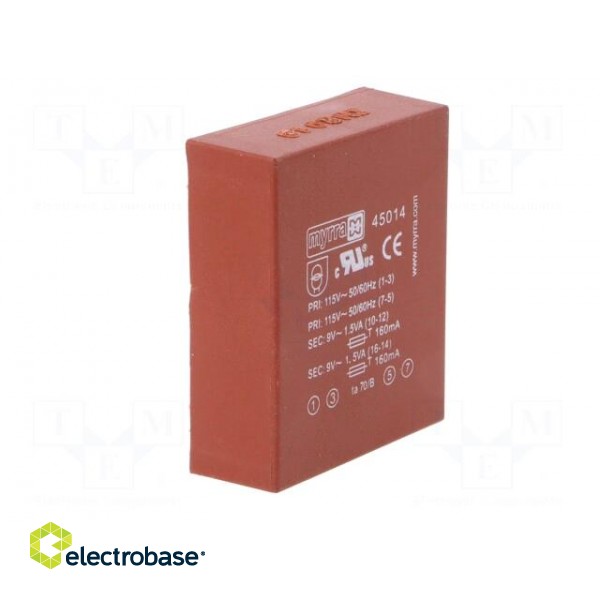 Transformer: encapsulated | 3VA | 115/230VAC | 9V | 9V | 167mA | 167mA image 2