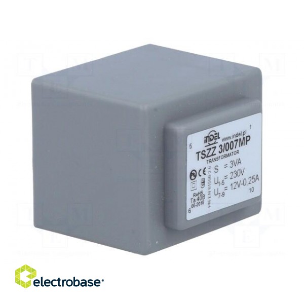 Transformer: encapsulated | 3VA | 230VAC | 12V | 250mA | PCB | IP00 image 8