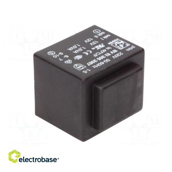 Transformer: encapsulated | 3VA | 230VAC | 12V | 12V | 125mA | 125mA | 111g image 2