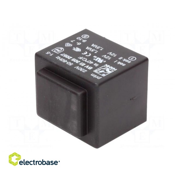 Transformer: encapsulated | 3VA | 230VAC | 12V | 12V | 125mA | 125mA | 111g image 4