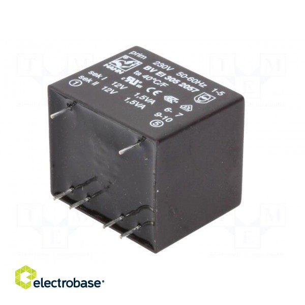 Transformer: encapsulated | 3VA | 230VAC | 12V | 12V | 125mA | 125mA | 111g image 8