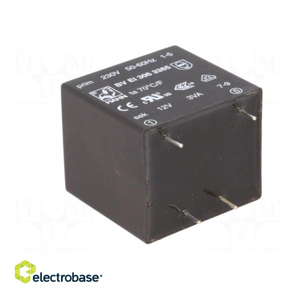 Transformer: encapsulated | 3VA | 230VAC | 12V | 250mA | PCB | BVEI image 6