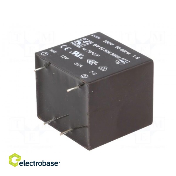 Transformer: encapsulated | 3VA | 230VAC | 12V | 250mA | PCB | BVEI image 8