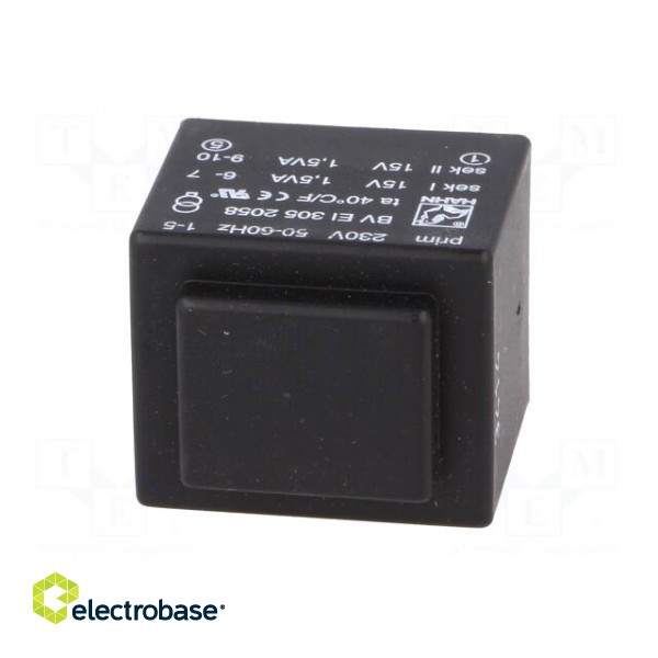 Transformer: encapsulated | 3VA | 230VAC | 15V | 15V | 100mA | 100mA | 111g image 3