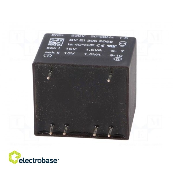 Transformer: encapsulated | 3VA | 230VAC | 15V | 15V | 100mA | 100mA | 111g image 7