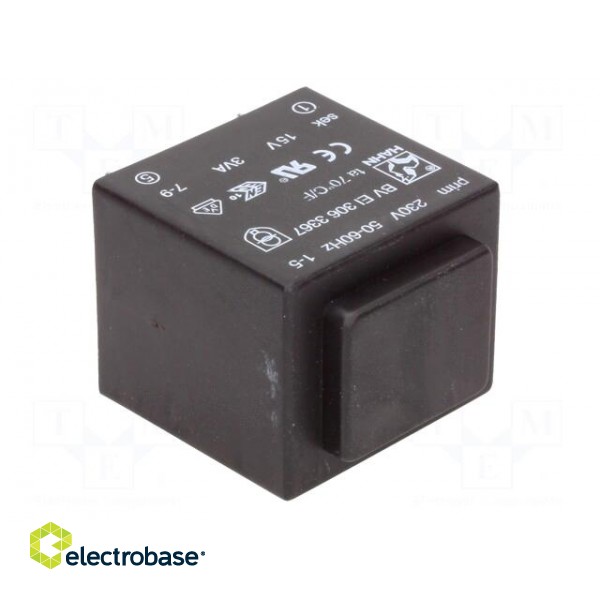 Transformer: encapsulated | 3VA | 230VAC | 15V | 200mA | Mounting: PCB image 2