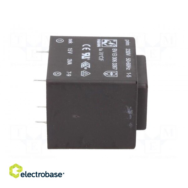 Transformer: encapsulated | 3VA | 230VAC | 15V | 200mA | Mounting: PCB image 9