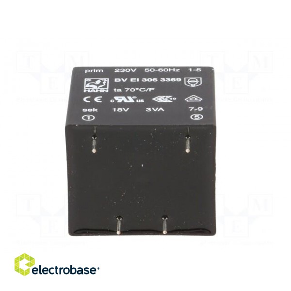 Transformer: encapsulated | 3VA | 230VAC | 18V | 167mA | Mounting: PCB image 7