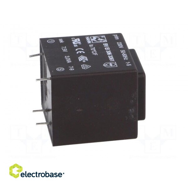 Transformer: encapsulated | 3VA | 230VAC | 7.5V | 400mA | PCB | BVEI image 9