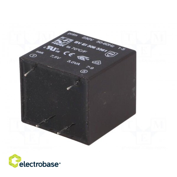 Transformer: encapsulated | 3VA | 230VAC | 7.5V | 400mA | PCB | BVEI image 8