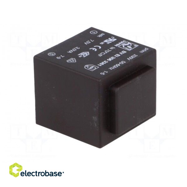 Transformer: encapsulated | 3VA | 230VAC | 7.5V | 400mA | PCB | BVEI image 2