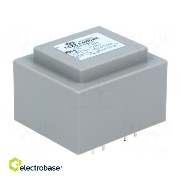 Transformer: encapsulated | 4.5VA | 230VAC | 6V | 6V | 0.37A | 0.37A | IP00 image 1