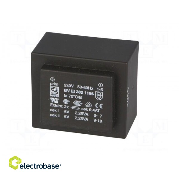 Transformer: encapsulated | 4.5VA | 230VAC | 6V | 6V | 375mA | 375mA | PCB image 3