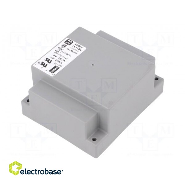 Transformer: encapsulated | 40VA | 115/230VAC | 6V | 6V | 3333mA | 3333mA paveikslėlis 1