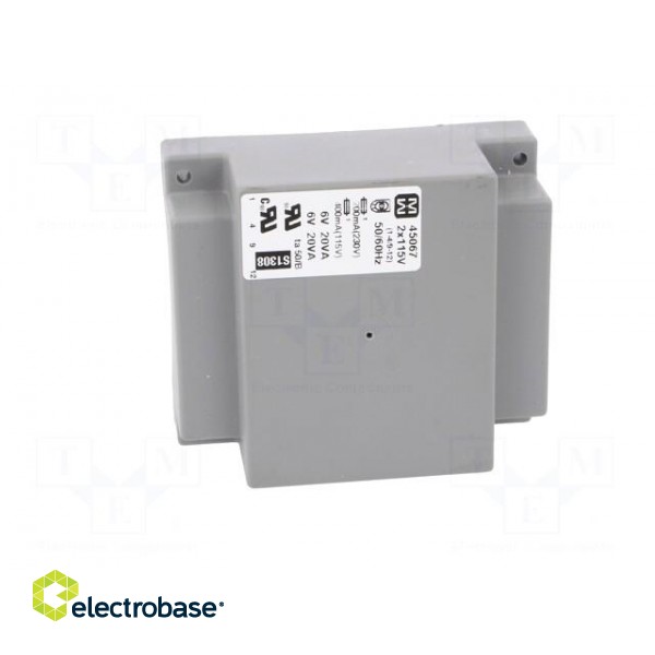 Transformer: encapsulated | 40VA | 115/230VAC | 6V | 6V | 3333mA | 3333mA image 3