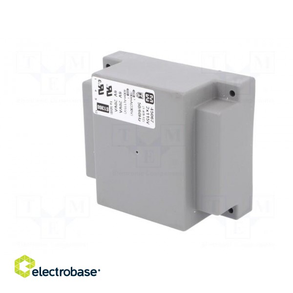 Transformer: encapsulated | 40VA | 115/230VAC | 6V | 6V | 3333mA | 3333mA paveikslėlis 4