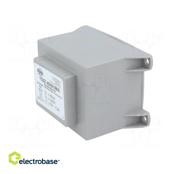 Transformer: encapsulated | 45VA | 230VAC | 6V | 7.5A | Mounting: PCB image 4