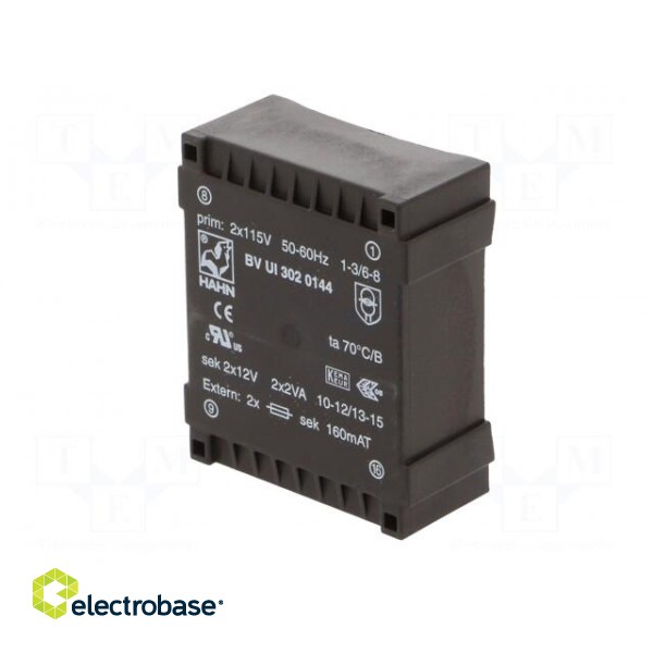 Transformer: encapsulated | 4VA | 115VACx2 | 12V | 12V | 166mA | 166mA image 2