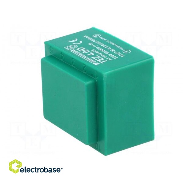 Transformer: encapsulated | 4VA | 230VAC | 12V | 333.3mA | Mounting: PCB image 4