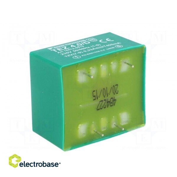 Transformer: encapsulated | 4VA | 230VAC | 12V | 333.3mA | Mounting: PCB image 6