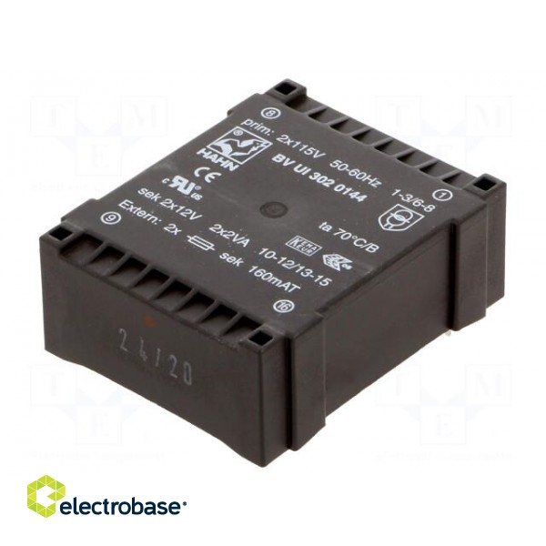 Transformer: encapsulated | 4VA | 115VACx2 | 12V | 12V | 166mA | 166mA image 1