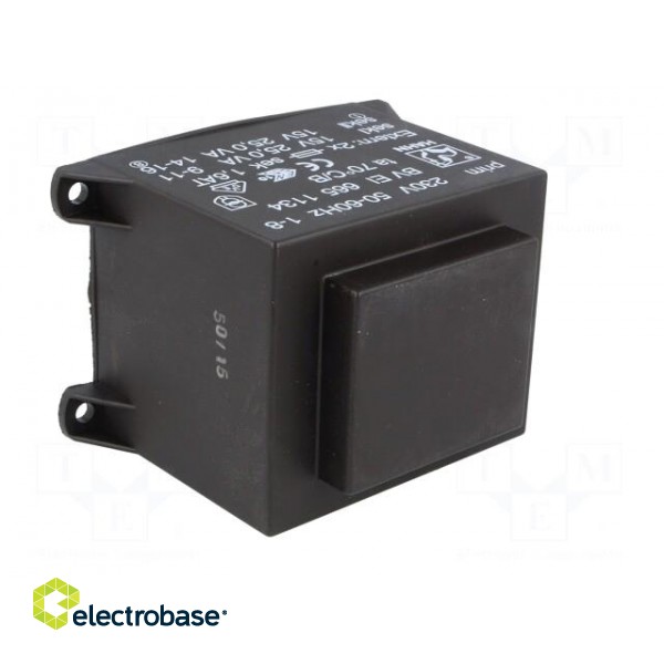 Transformer: encapsulated | 50VA | 230VAC | 15V | 15V | 1667mA | 1667mA image 2