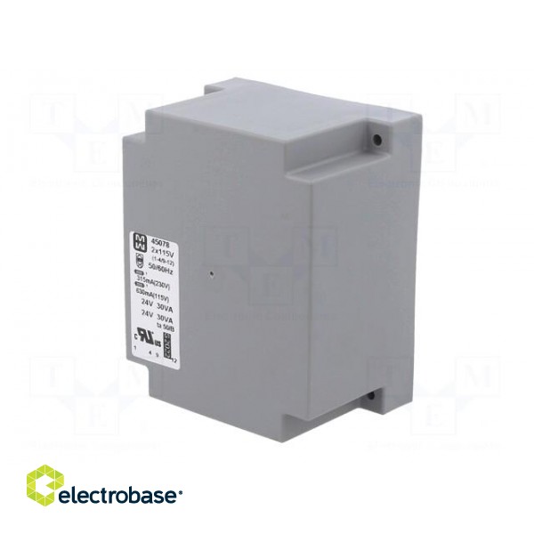 Transformer: encapsulated | 60VA | 115VAC,230VAC | 24V | 24V | 1.25A paveikslėlis 4