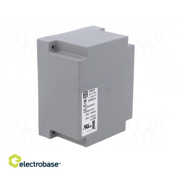 Transformer: encapsulated | 60VA | 115VAC,230VAC | 24V | 24V | 1.25A paveikslėlis 2