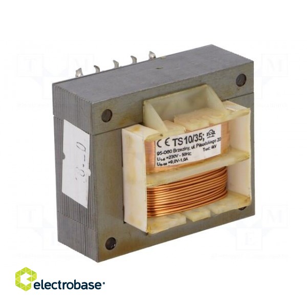 Transformer: mains | 10VA | 230VAC | 9V | 1A | Mounting: screw type | IP00 image 1