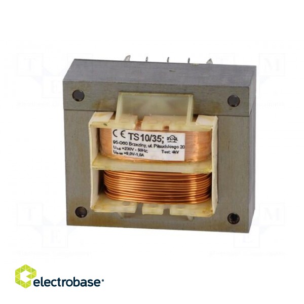 Transformer: mains | 10VA | 230VAC | 9V | 1A | Mounting: screw type | IP00 image 3