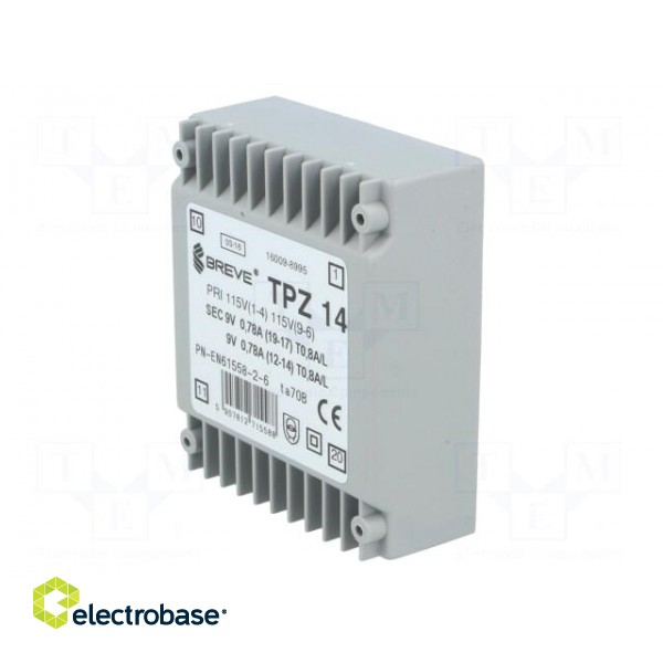 Transformer: mains | 14VA | 115VAC,230VAC | 9V | 9V | PCB | IP00 image 4