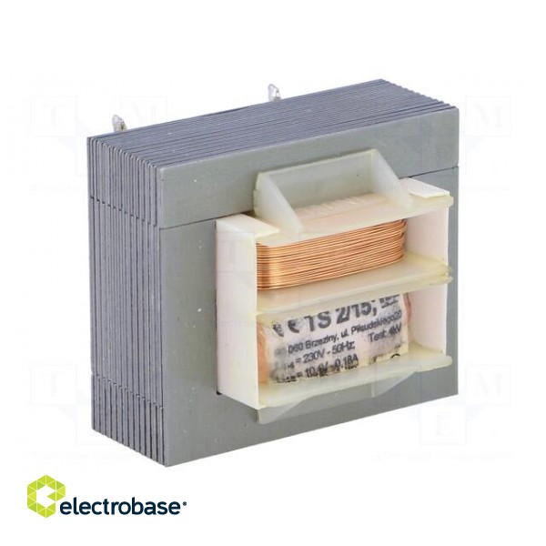 Transformer: mains | 2VA | 230VAC | 10.1V | 0.18A | Mounting: screw type image 1