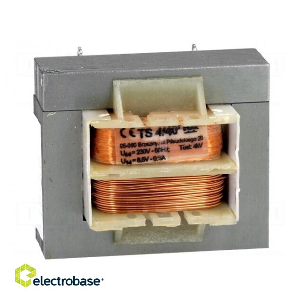 Transformer: mains | 4VA | 230VAC | 8.5V | 0.5A | Mounting: screw type image 1