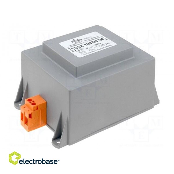 Transformer: encapsulated | 100VA | 230VAC | 12V | 8.33A | 1.3kg | IP00