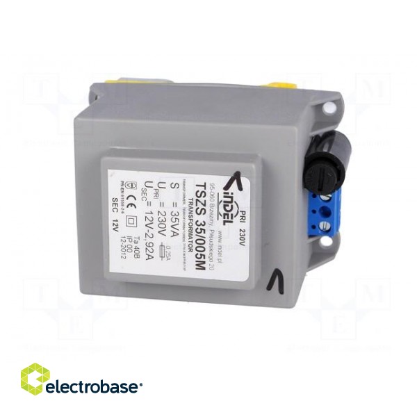 Transformer: encapsulated | 35VA | 230VAC | 12V | 2.92A | Mounting: DIN фото 3