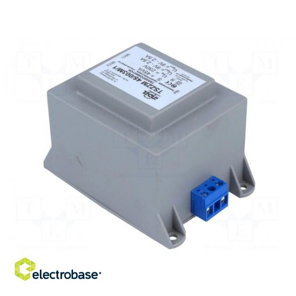 Transformer: encapsulated | 45VA | 230VAC | 9V | 9V | 2.5A | screw type image 8