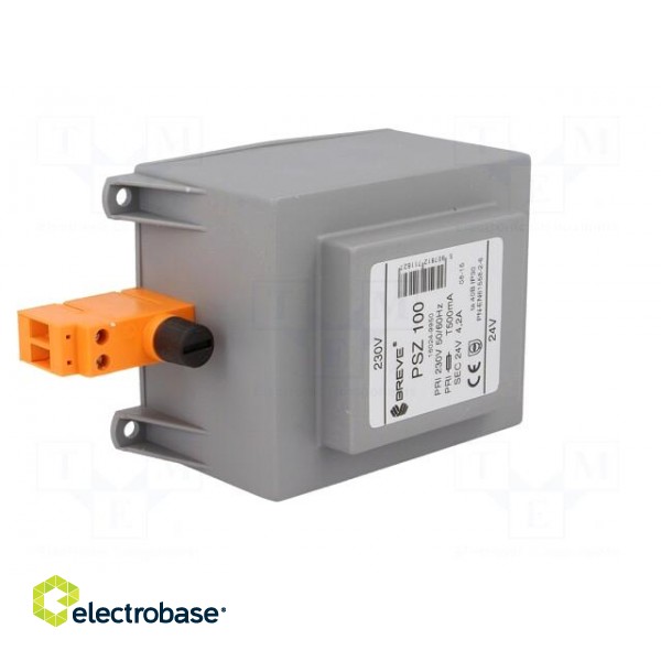 Transformer: mains | 100VA | 230VAC | 24V | Leads: terminal block | IP30 image 2