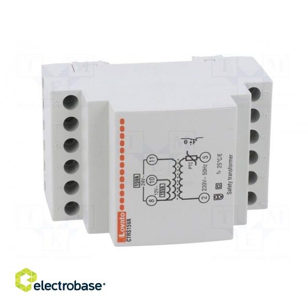 Transformer: mains | 15VA | 230VAC | 12V | 24V | Leads: terminal block image 9