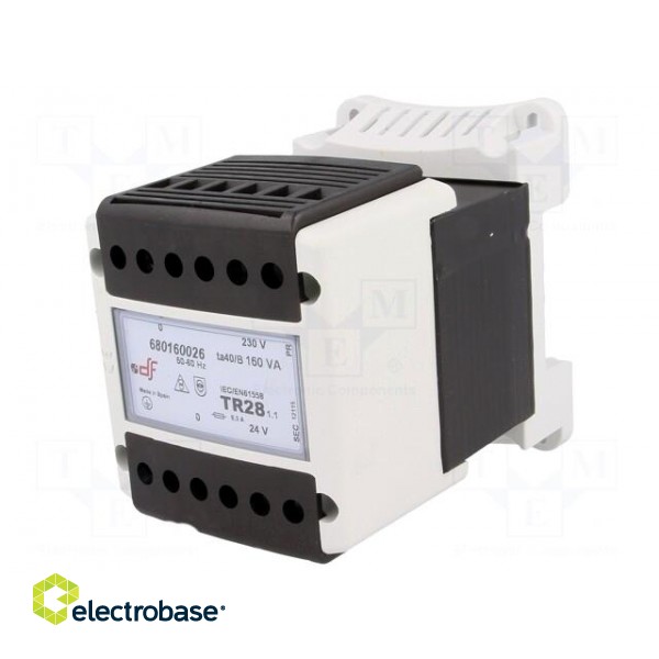 Transformer: mains | 160VA | 230VAC | 24V | IP20 | Mounting: DIN | 2.4kg image 1